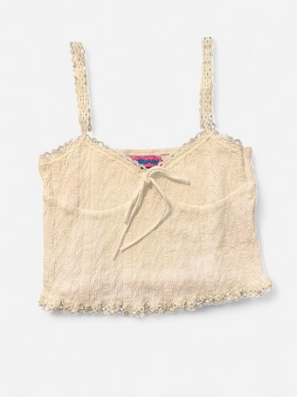 Edited White Lace-Trim Crop Top